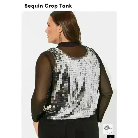 Torrid Cropped Sequin Tank Top Size 1 NWT - Picture 3 of 5